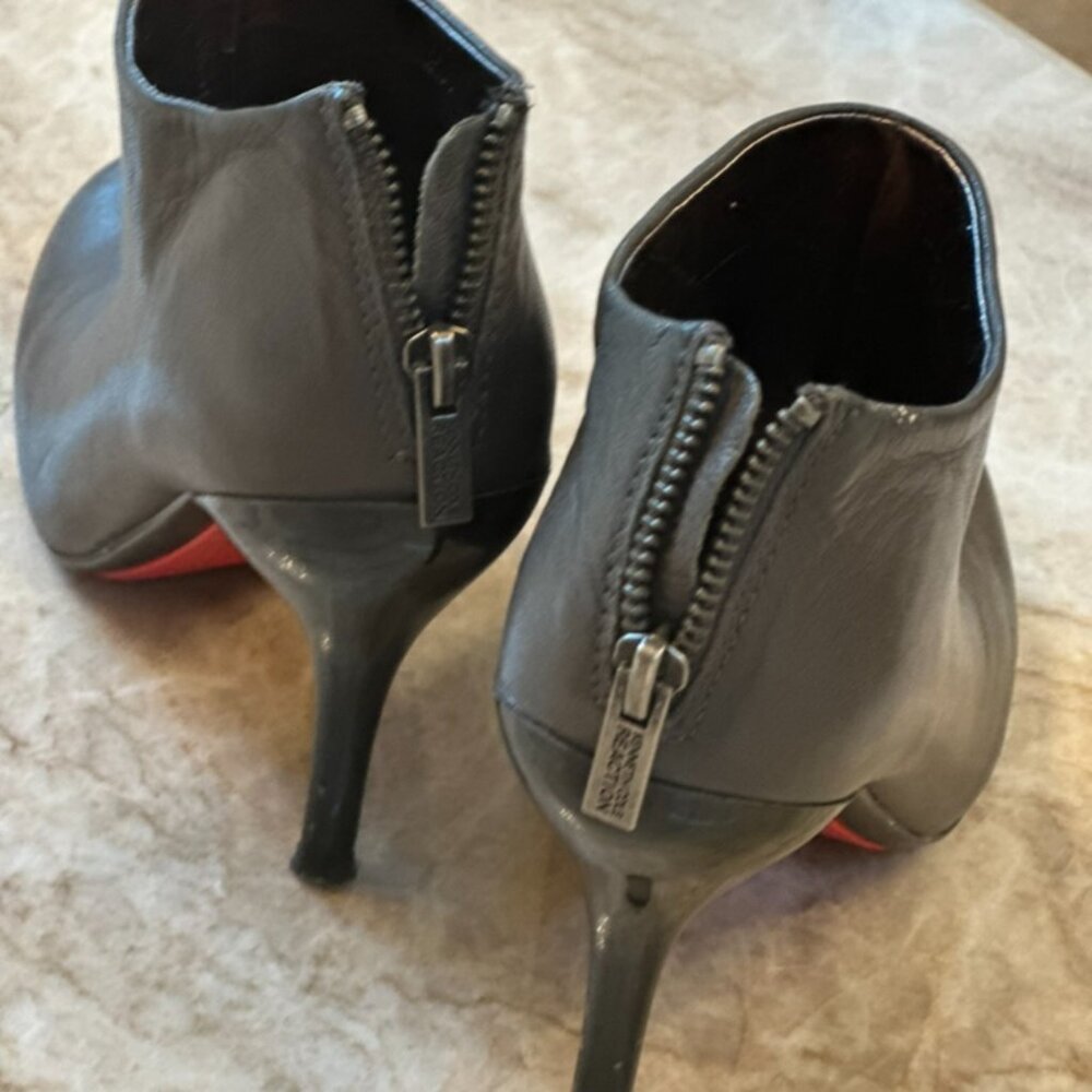 Grey leather booties - Picture 3 of 7